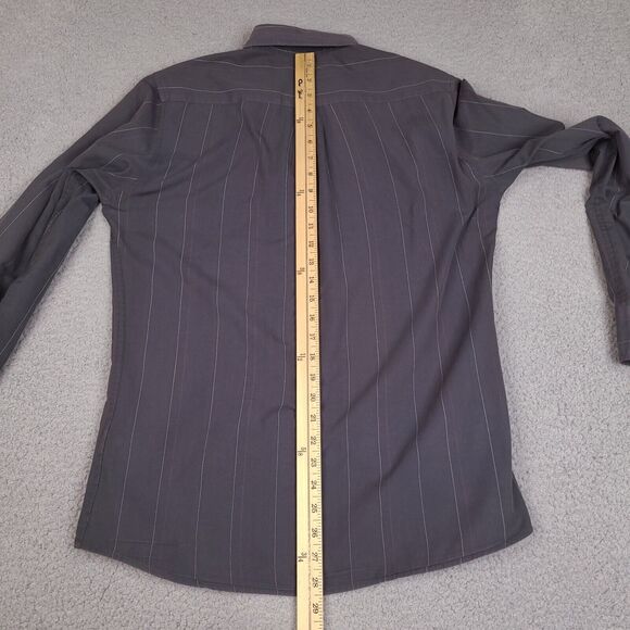 Quiksilver Shirt Mens Small Gray Striped Button Down Long Sleeve - Picture 15 of 16